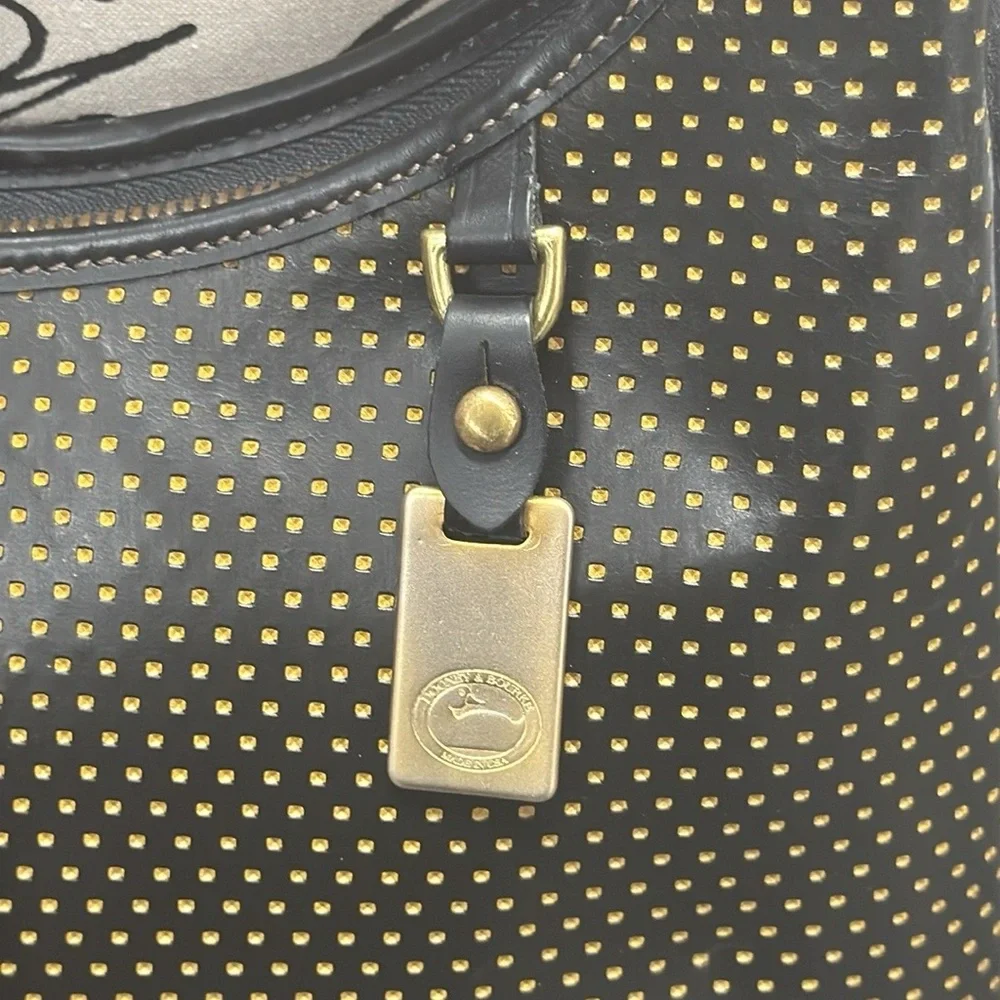 Vintage Dooney & Bourke Perforated Black Tan Cabriolet Shoulder Purse Serialized